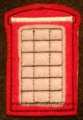 Clippie Red Phone Booth Machine Embroidery In The Hoop Project 1.5, 2, and 3 inch