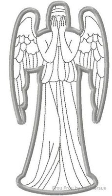 Crying Angel Who Machine Applique Embroidery Design Multiple Sizes, including 4 inch