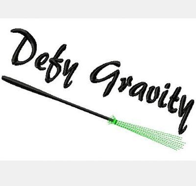 Defy Gravity Wicked Witch Oz Broom Machine Applique Embroidery Design, multiple sizes, including 4 inch
