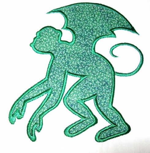 Flying Monkey Oz Machine Applique Embroidery Design, Multiple Sizes INCLUDING 4 INCH