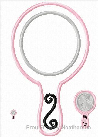 Hand Mirror Machine Applique  Embroidery Design, multiple sizes, including 1/2", 1, 2, 3, 4, 7, and 9 inch