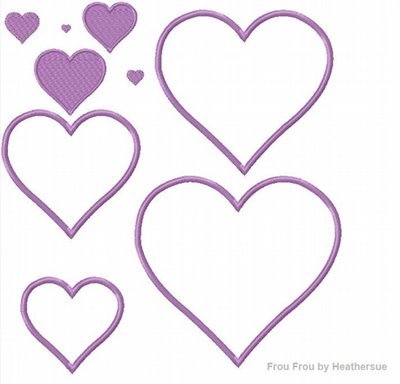 Heart Machine Applique Embroidery Design, Multiple Sizes, including quarter, half, 1, 2, 3, 4, 5, and 6 inch