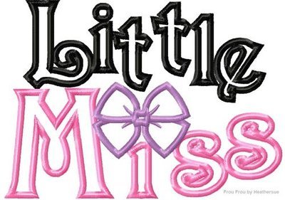 Little Miss Bow Machine Applique Embroidery Design, multiple sizes, including 4 INCH HOOP
