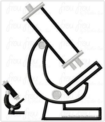 Microscope Science Applique Embroidery Design, multiple sizes, including 2