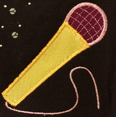 Microphone Machine Embroidery Applique Design, multiple sizes, including 4 inch