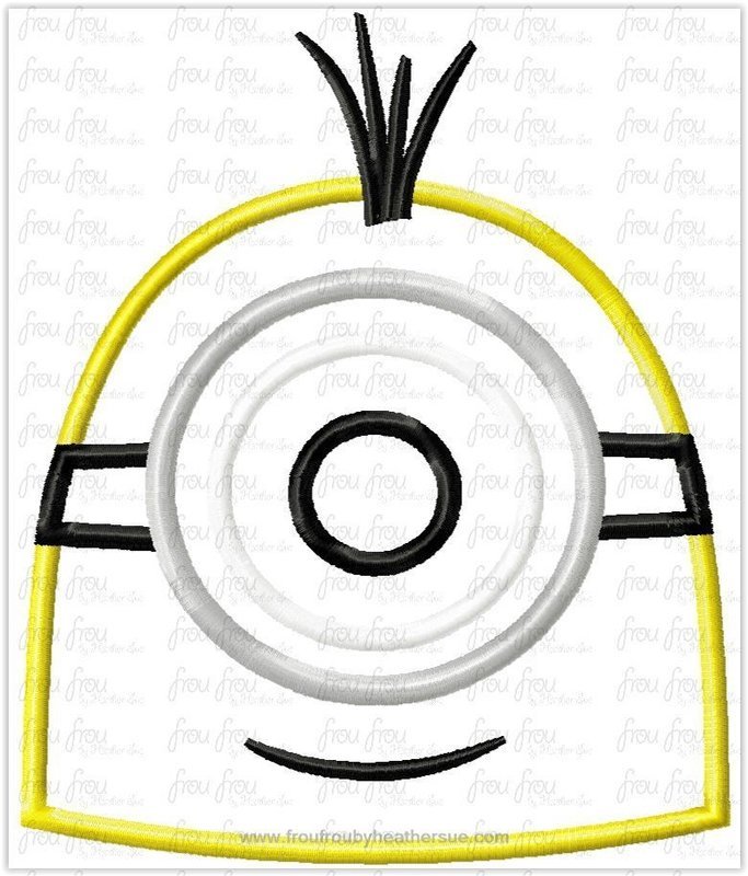 Monion Head One Eye Machine Applique Embroidery Design, multiple sizes including 4"-16"