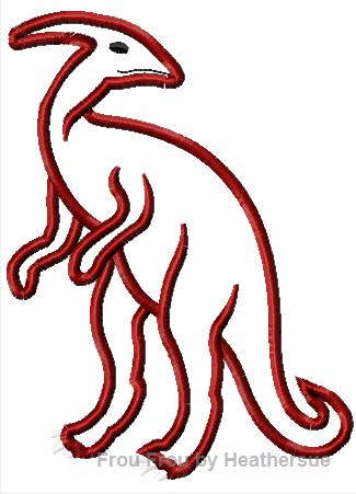Parasaur Dinosaur Machine Applique Embroidery Design, multiple sizes, including 4 inch