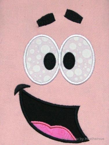Pat Starfish Just Face Sponge Full Body Machine Applique Embroidery Design, multiple sizes including 4 inch