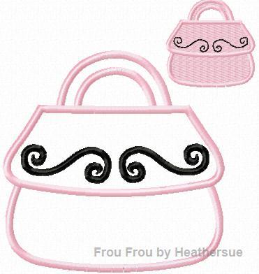 Purse Hand Bag Machine Applique Embroidery Design, multiple sizes, including 1, 2, 3, 4, 7, and 9 inch