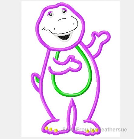 Purple Dinosaur Machine Applique Embroidery Design, Multiple sizes including 4 inch