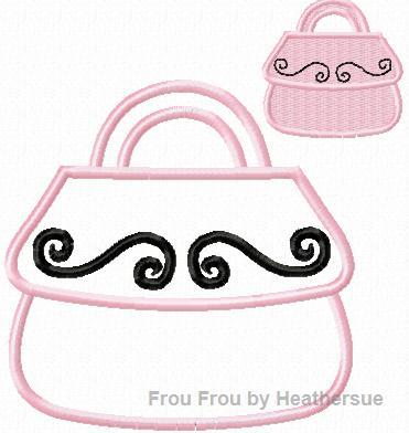 Purse Hand Bag Machine Applique  Embroidery Design, multiple sizes, including  1, 2, 3, 4, 7, and 9 inch