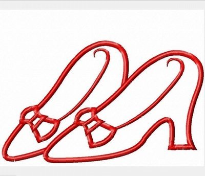 Ruby Red Shoes Oz Machine Applique Embroidery Design, Multiple Sizes INCLUDING 4 INCH