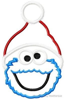 Santa Cookie Christmas Machine Applique Embroidery Designs Multiple Sizes, including 4 inch