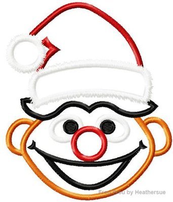Santa Erny Christmas Machine Applique Embroidery Designs Multiple Sizes, including 4 inch