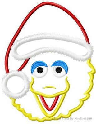 Santa Large Bird Christmas Machine Applique Embroidery Designs Multiple Sizes, including 4 inch