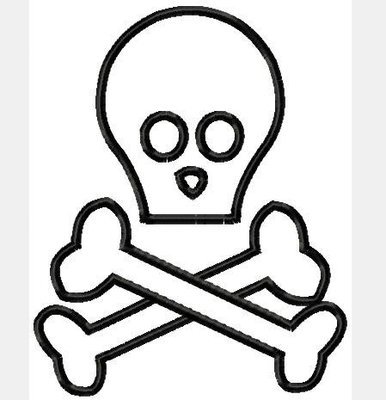 Skull and Crossbones Machine Applique Embroidery Designs, Multiple sizes including 4 inch