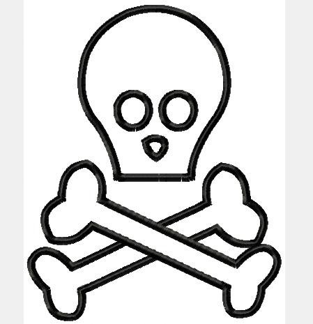 Skull and Crossbones  Machine Applique Embroidery Designs, Multiple sizes including 4 inch