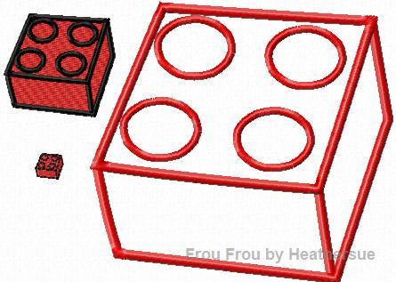 Small Leego Block Machine Applique Embroidery Design, multiple sizes, including half, 1, 2, 3, 4, 5 and 6 inch