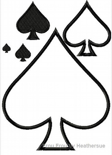 Spade Machine Applique Embroidery Design, Multiple Sizes, including, half, 1, 2, 3, 4, 5, and 6 inch