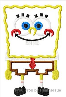 Sponge Full Body Machine Applique Embroidery Design, multiple sizes including 4 inch
