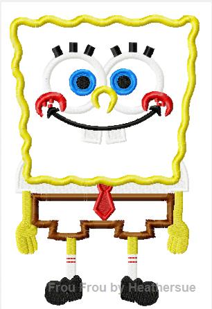 Sponge Full Body Machine Applique Embroidery Design, multiple sizes including 4 inch