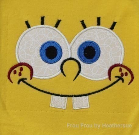 Sponge face Machine Applique Embroidery Design, multiple sizes including 4 inch