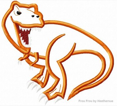 Tyrannosaurus T- Rex Dinosaur Machine Applique Embroidery Design, multiple sizes, including 4 inch