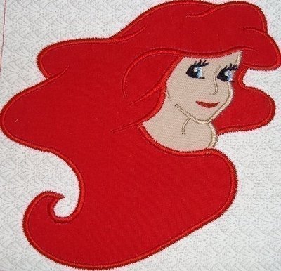 Ariah head and shoiulders Mermaid Machine Applique Embroidery Design, Multiple Sizes, including 4 inch