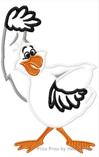 Seagull Mermaid Bird Machine Applique Embroidery Design, Multiple Sizes, including 4 inch