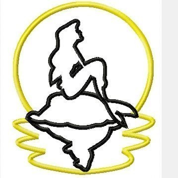 Mermaid Silhouette Machine Applique Embroidery Design, Multiple Sizes, including 4 inch hoop