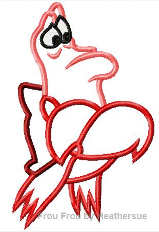 Succulent Crab Mermaid Machine Applique Embroidery Design, Multiple Sizes, including 4 inch
