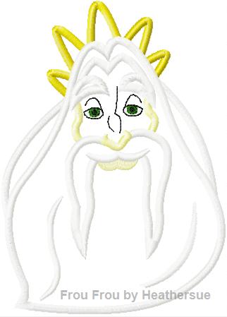 King Trident Mermaid Merman head and shoulders Machine Applique Embroidery Design, Multiple Sizes, including 4 inch