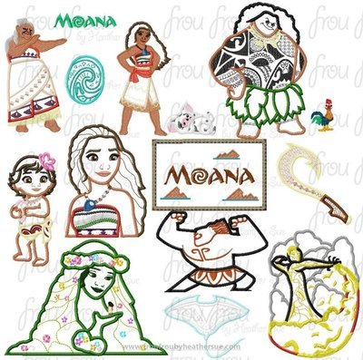Mona Princess Polynesian Hawaii FOURTEEN Design SET Machine Applique Embroidery Design, Multiple sizes 3