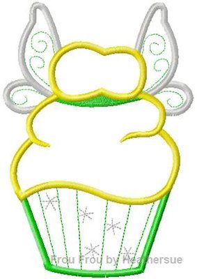 Fairy Tinkk Cupcake Machine Applique Embroidery Design, Multiple sizes including 4 inch