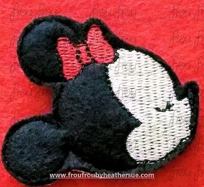Clippie Kissing Miss Mouse Head Shoe Decor Machine Embroidery In The Hoop Project 1.5, 2, 3, and 4 inch