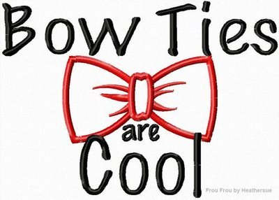 Bow Ties Are Cool Wording Who Machine Applique Embroidery Design Multiple Sizes