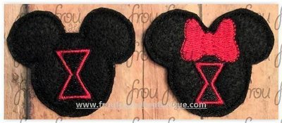 Clippies Black Spider Superhero Mister and Miss Mouse Head TWO Design SET Machine Embroidery In The Hoop Project 1.5, 2, 3, and 4 inch