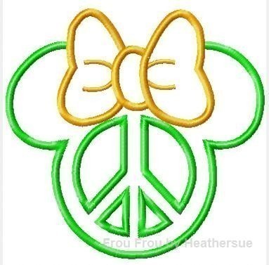 Peace Miss Mouse Machine Applique Embroidery Design, multiple sizes including 4 inch