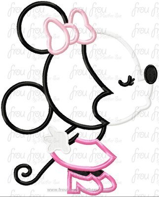 Kissing Miss Mouse Valentine's Day Love Machine Applique Embroidery Design- Multiple sizes, including 3