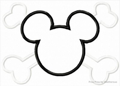 Mister Mouse Crossbones Pirate Machine Applique Embroidery Design, multiple sizes including 4 inch