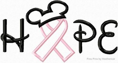 HOPE Awareness Ribbon with Mister Mouse Ears Applique Embroidery Design including 4inch