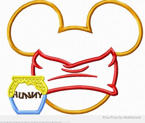 P0oh Mister Mouse Head Machine Applique Embroidery Design, Multiple sizes including 4 inch