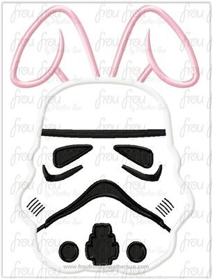 Space Trooper Space Wars with Easter Bunny Ears Machine Embroidery Design, Multiple Sizes, including 4"-16"
