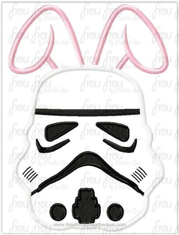 Space Trooper Space Wars with Easter Bunny Ears Machine Embroidery Design, Multiple Sizes, including 4&quot;-16&quot;