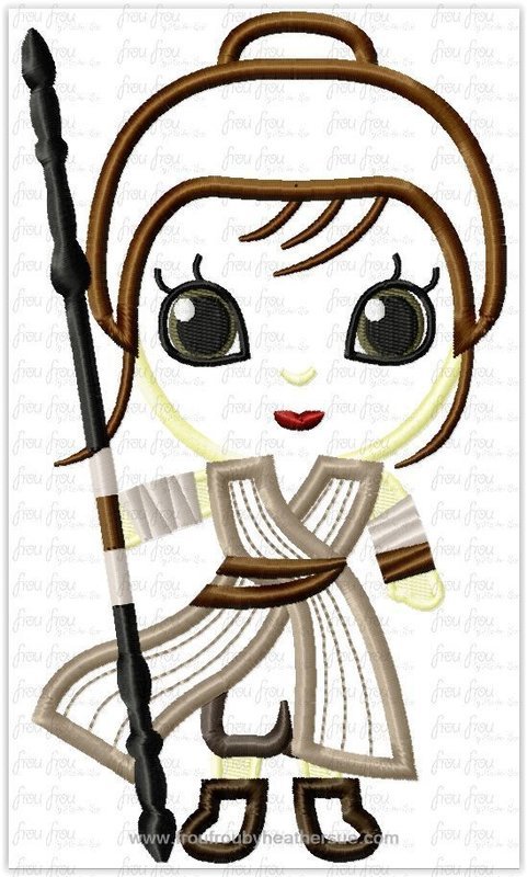 Ray Space Wars Cutie Little Princess Machine Applique Embroidery Design, Multiple Sizes, including 4"-16"