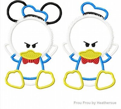 Angry Duck Cutie Applique Machine Embroidery Design, Multiple Sizes