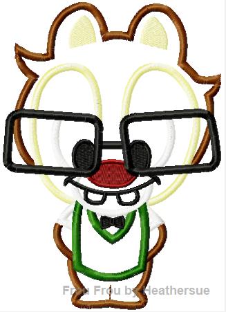 Nerd Dole Chipmunk Cutie Applique Machine Embroidery Design, Multiple Sizes