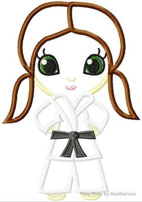 Karate Girl Tae Kwon Do Martial Arts Cutie Machine Applique Embroidery Design, multiple sizes INCLUDING 4 INCH