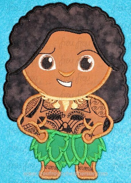 Mowi Hawaii Polynesian Demi God Little Cutie Machine Applique Embroidery Design, Multiple sizes 4&quot;-16&quot;