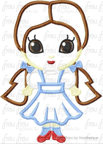 Dot  Little Princess  Cutie Oz Machine Applique Embroidery Design, Multiple Sizes , including 4 inch